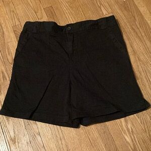 Transitions black maternity shorts with elastic band. Real pockets.